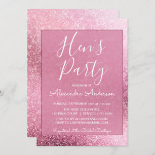 Invitation Rose Gold Girly Parties scintillant Sparkle Hen's 