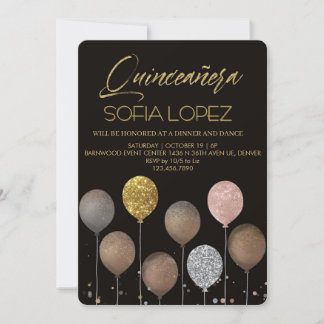 Invitation Rose Gold Glitter Elegant Quinceañera 