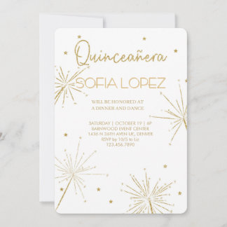 Invitation Rose Gold Glitter Elegant Quinceañera 