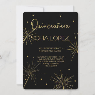 Invitation Rose Gold Glitter Elegant Quinceañera 