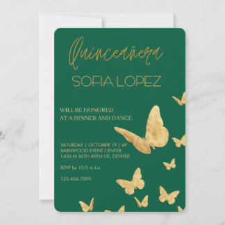 Invitation Rose Gold Glitter Elegant Quinceañera 