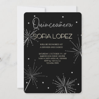 Invitation Rose Gold Glitter Elegant Quinceañera 