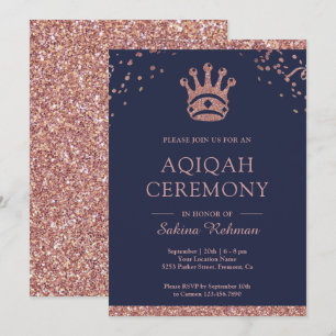 Invitation Rose Gold Glitter Princesse Royale Aqeeqah Aqiqa