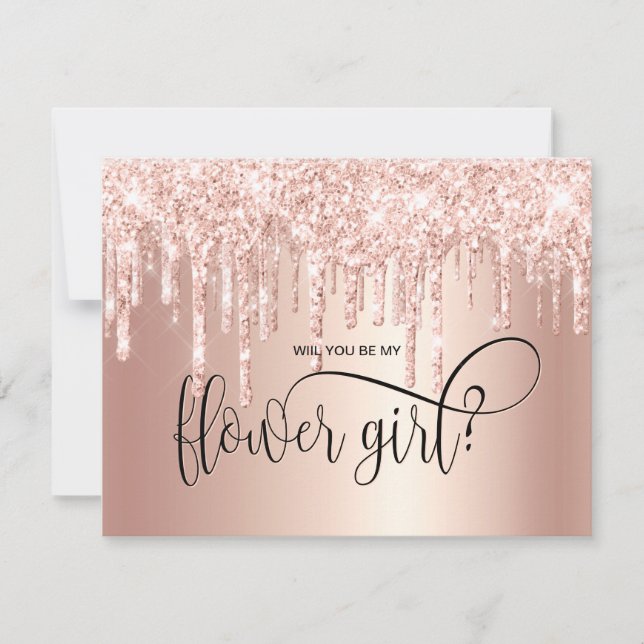 Invitation Rose gold gouttes vous serez ma fille d'honneur? (Devant)