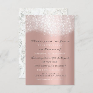 Invitation Rose Gold Grey Parties scintillant Marbre Confetti
