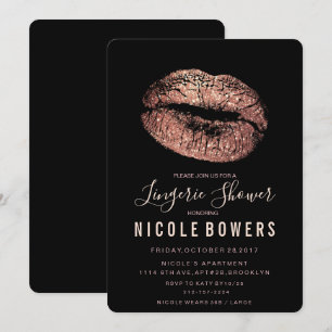 Invitation Rose Gold Lingerie Shower Lèvres