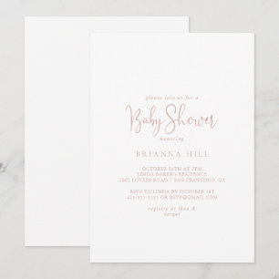 Invitation Rose Gold Love Baby shower de script fantaisie