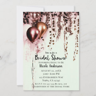 Invitation Rose Gold Lumières Fausse Lierre Rustique Mariée R
