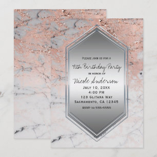 Invitation Rose Gold Marble Anniversaire Fête N'importe quel 