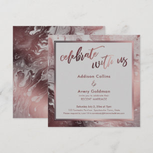Invitation Rose Gold & Marbre gris clair Célébrez avec nous