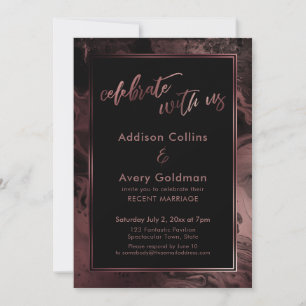 Invitation Rose Gold & Marbre Noir Célébrez avec nous