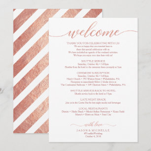 Invitation Rose Gold Mariage Itinéraire - Mariage de bienvenu
