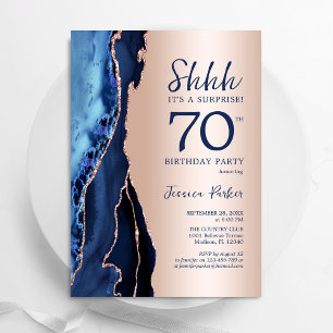 Invitation Rose Gold Marine Blue Agate Surprise 70e anniversa