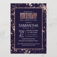Rose Gold Marine Blue Paint Splateaux Anniversaire