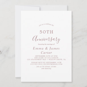 Invitation Rose Gold Minimaliste 50e Anniversaire de Mariage
