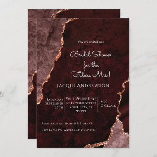 Invitation Rose Gold Moderne Agate Bourgogne Dusty Rose Bride