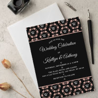 Rose Gold Monogram Poker Chip Casino Mariage