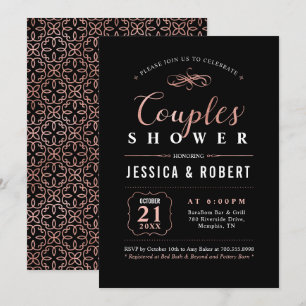 Invitation Rose Gold & Noir   Élégant Mariage Bapteme de Coup