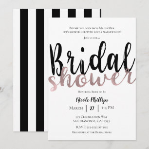 Invitation Rose Gold Noir et Blanc Mariage Moderne Glamour
