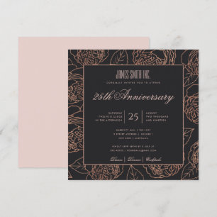 INVITATION ROSE GOLD NOIR FLORAL ÉVÉNEMENT ENTREPRISE FÊTE