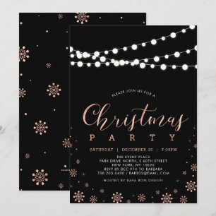 Invitation Rose Gold & Noir   Guirlande Lumineuse de Noël Fêt