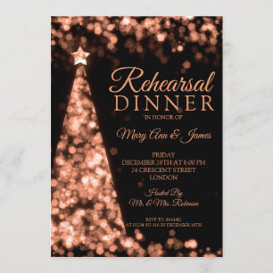 Invitation Rose Gold Noir Noël Mariage Dîner de répétition