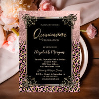 Rose Gold Pailleté Bordure Léopard Quinceañera