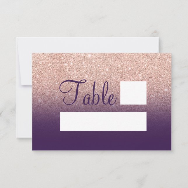 Invitation Rose gold pailleté ombre violet grappe place assis (Devant)