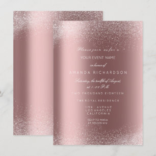 Invitation Rose Gold Pailleté Spark Sable Mariage Anniversair