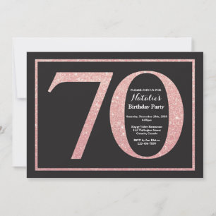Invitation Rose Gold Pailleté Tableau Noir pour 70e Anniversa