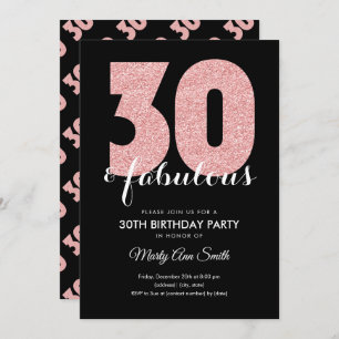 Invitation Rose Gold Parties scintillant 30 et fête d'anniver