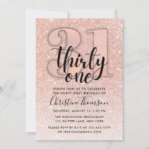 Invitation Rose Gold Parties scintillant 31ème anniversaire I