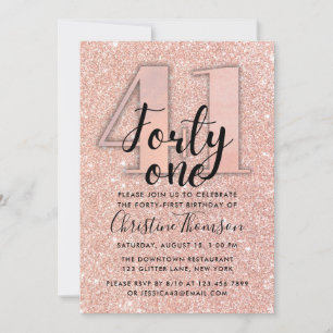 Invitation Rose Gold Parties scintillant 41ème anniversaire I