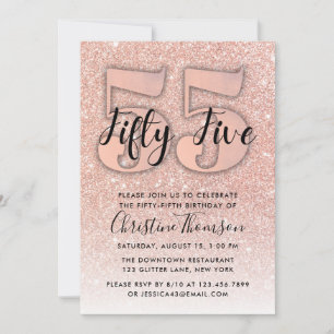 Invitation Rose Gold Parties scintillant 55e anniversaire Inv
