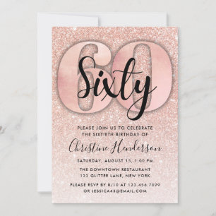 Invitation Rose Gold Parties scintillant 60e anniversaire Inv