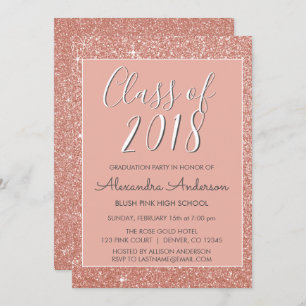 Invitation Rose Gold Parties scintillant Class of 2018 Gradua