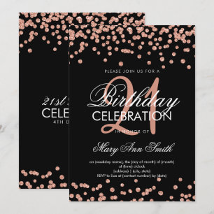 Invitation Rose Gold Parties scintillant Confetti 21e anniver