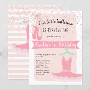 Invitation Rose Gold parties scintillant confetti ballerina 1