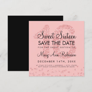 Invitation Rose Gold Parties scintillant Confetti Sweet 16 En