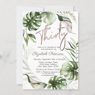 Invitation Rose Gold Parties scintillant Drips Feuille 30e an