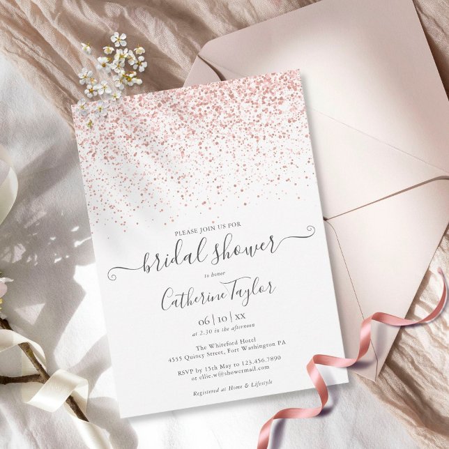 Invitation Rose Gold Parties scintillant Elegant Script Fête  (Créateur téléchargé)