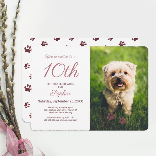 Invitation Rose Gold Parties scintillant Empreintes de pattes (Créateur téléchargé)