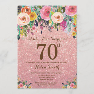 Invitation Rose Gold Parties scintillant Floral Surprise 70e