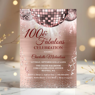 Invitation Rose Gold Parties scintillant Glam 100e anniversai