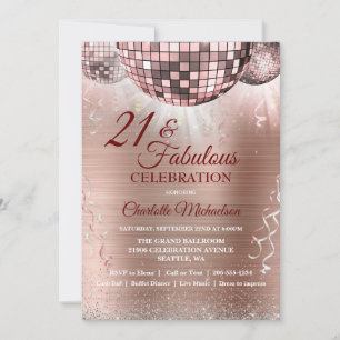 Invitation Rose Gold Parties scintillant Glam 21ème anniversa