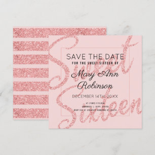Invitation Rose Gold Parties scintillant Glam Sweet 16 Date d