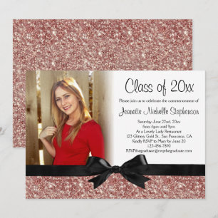 Invitation Rose Gold Parties scintillant-look Ruban Bow Photo