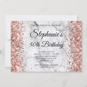Invitation Rose Gold Parties scintillant Marbre 50e anniversa