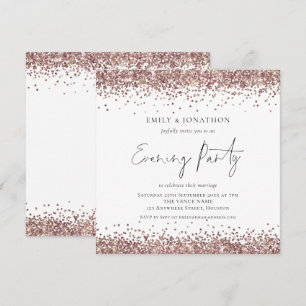 Invitation Rose Gold Parties scintillant Mariage soirée Carré