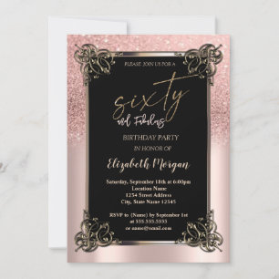 Invitation Rose Gold Parties scintillant Ombre Frontière 60e